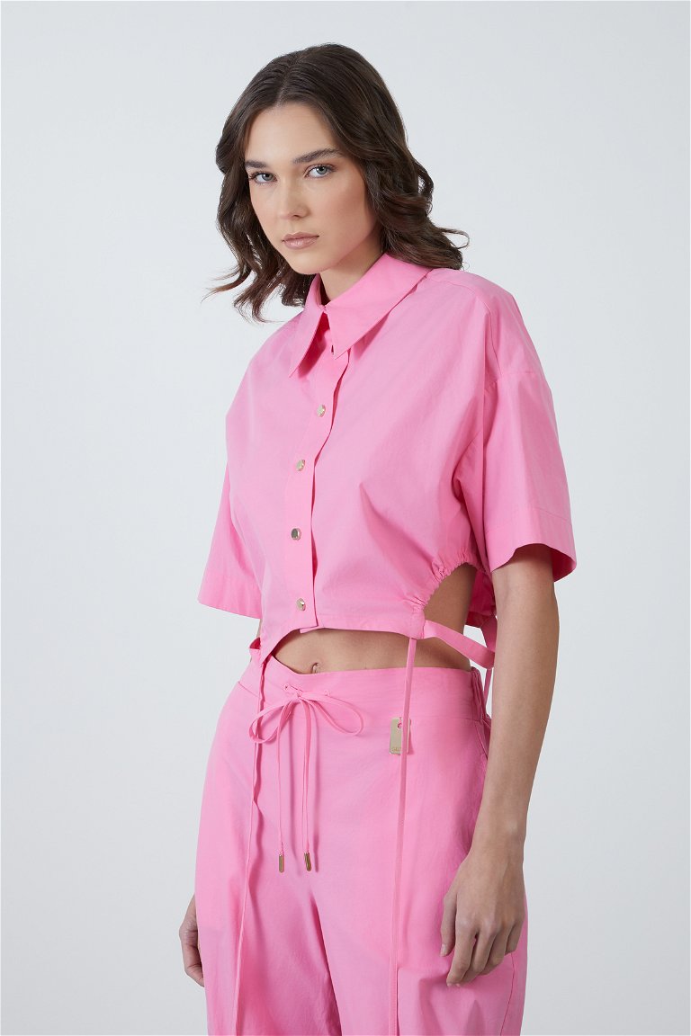 GIZIA SPORT - Short Sleeve Pink Crop Top