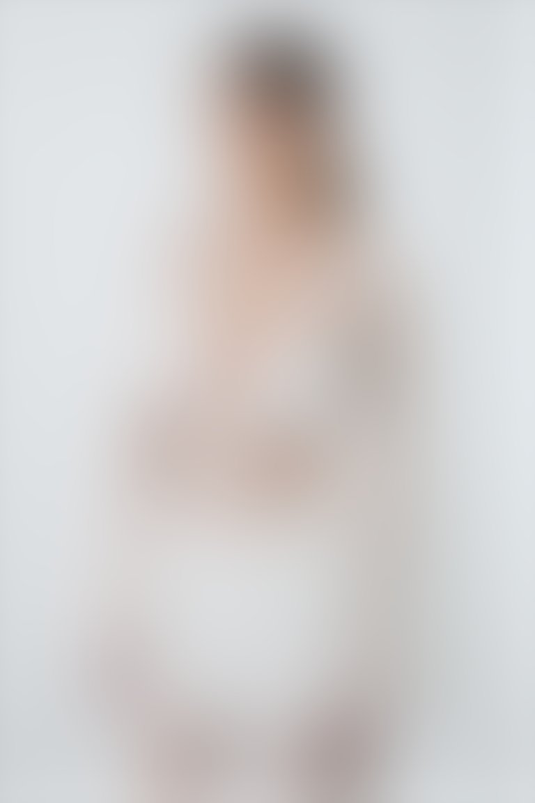 Ecru Dress With Mesh-Lined Window Detail
