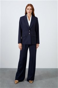 GIZIA CLASSIC - Accessory-Detailed Palazzo Pants With Mono Closure Navy Suit