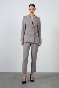 GIZIA CLASSIC - Gray Suit With Crossover Closure Carrot Pants