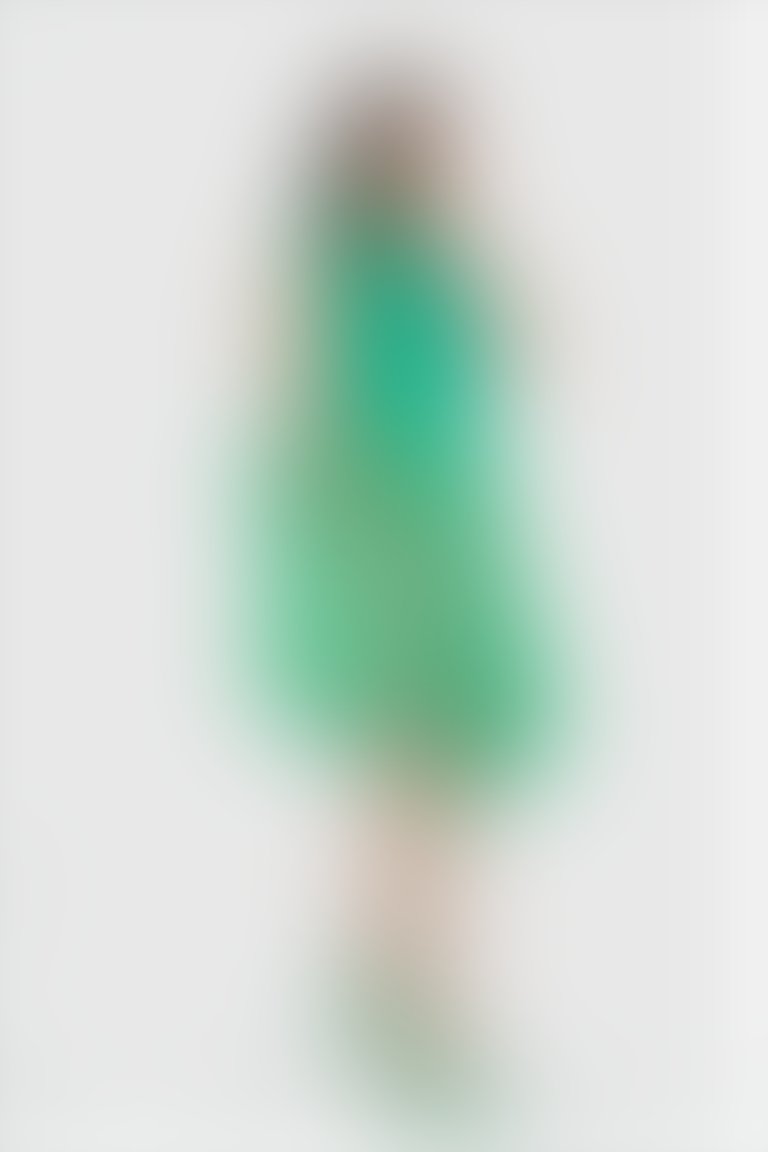 Asymmetric Green Mini Dress with Skirt