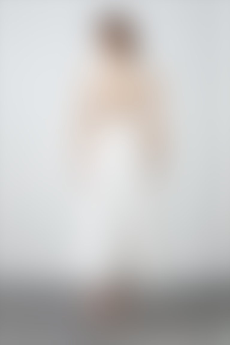 Belt Detailed Long Sleeveless Ecru Dress
