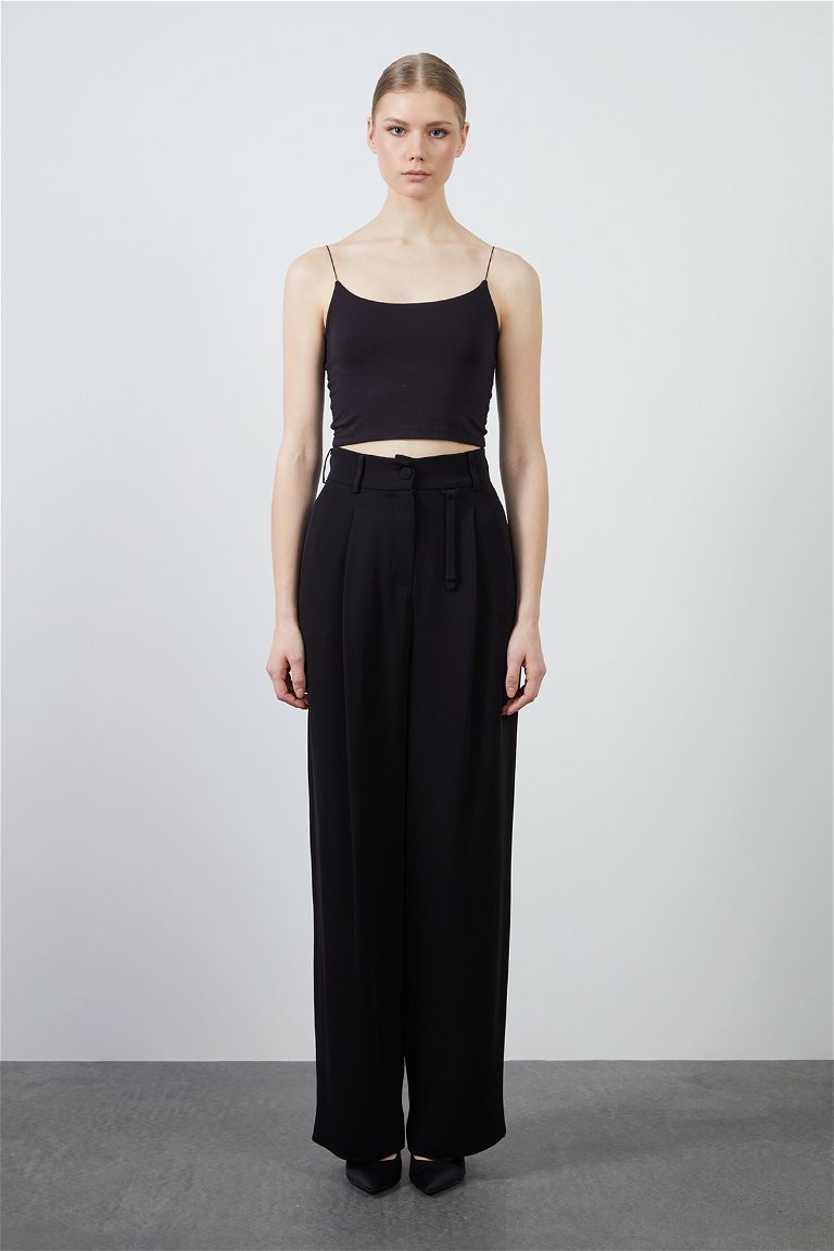 Basic - Zara  Wide trousers, Basic black dress, Zara trousers