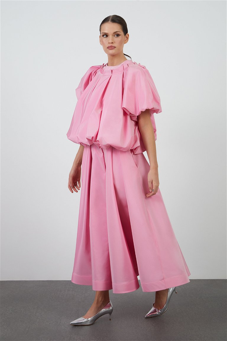 GIZIA - Pleated Midi Length Pink Skirt