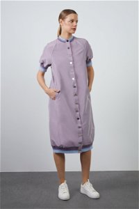 MANI MANI - Ribbed Detail Taffeta Lilac Dress