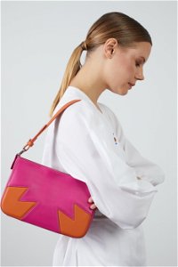 MANI MANI - Pink Baguette Bag with Geometric Cutout Detail