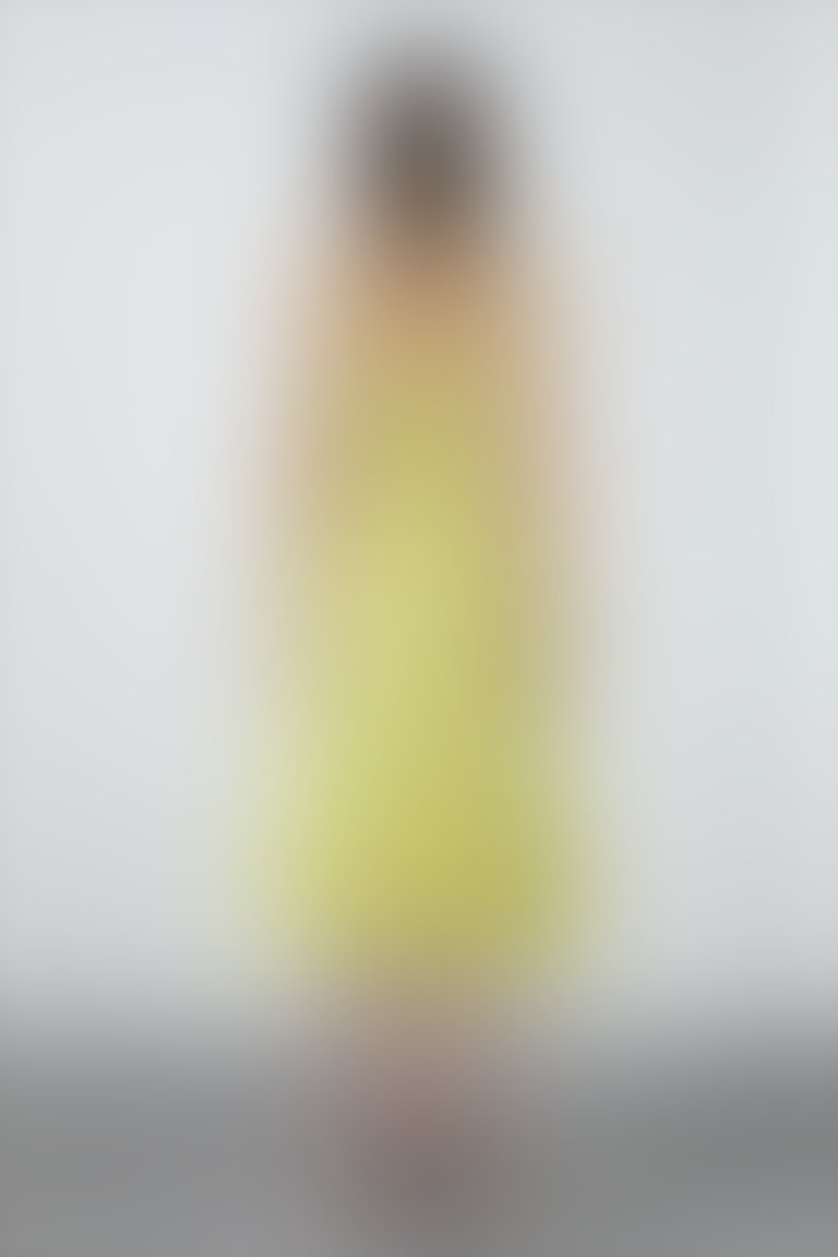 Belted Midi Tweed Fabric Yellow Skirt