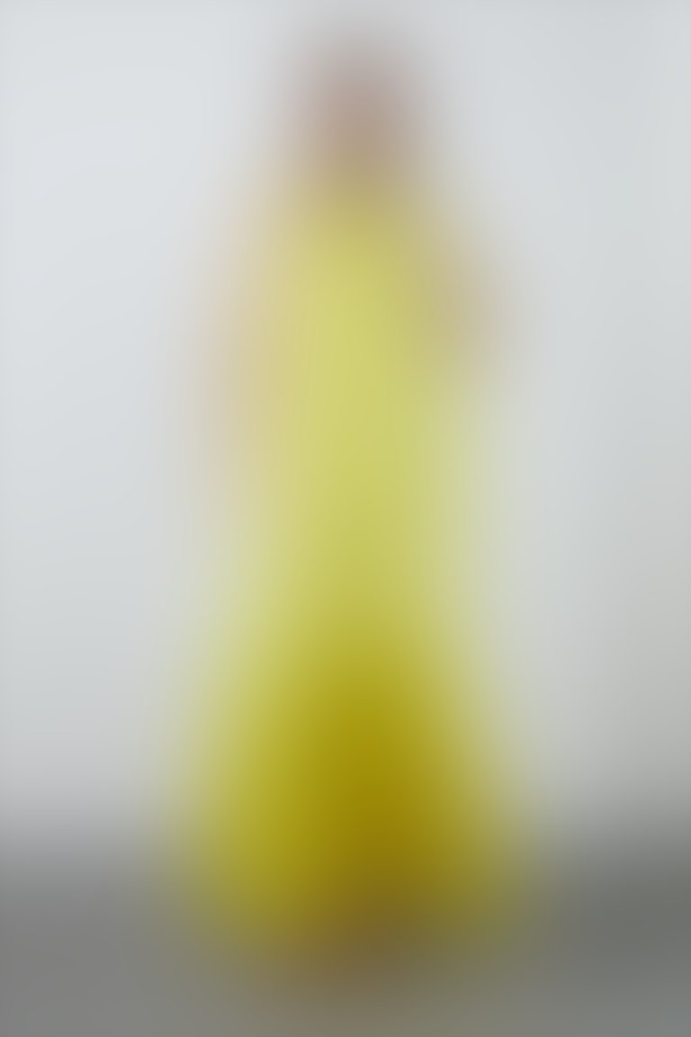 Sleeveless Halter Neck Long Yellow Dress