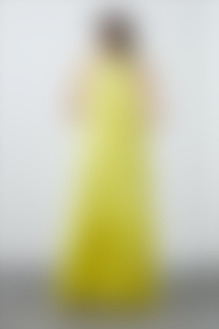 Sleeveless Halter Neck Long Yellow Dress