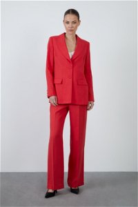 GIZIA - Long Sleeve Red Linen Jacket