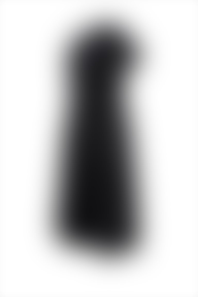 Taş Detaylı Kolları Sim Lastikli Eteği Kloş Midi Boy Siyah Elbise