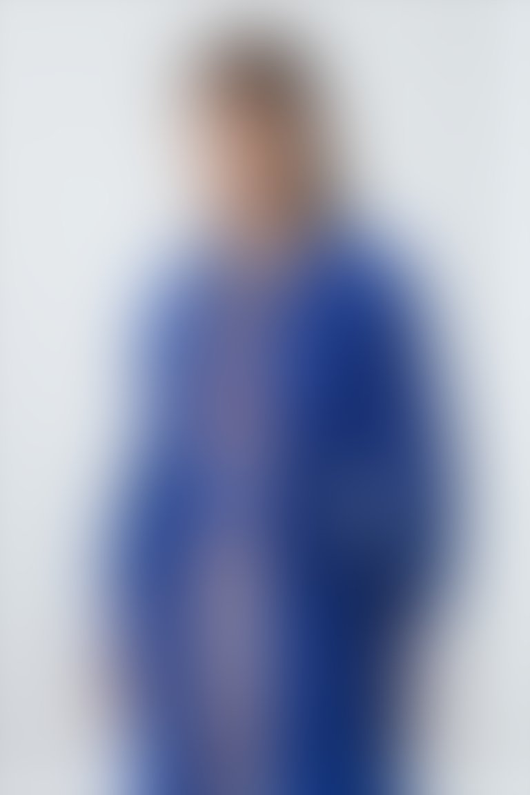 Gül Desenli Şerit Ve Fırfır Detaylı Midi Boy Lacivert Elbise