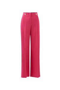 GIZIA - Gold Button Detail Wide Leg Long Pink Pants