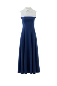 GIZIA CLASSIC - Navy Blue Flared Midi Dress