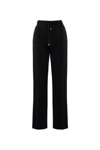 GIZIA SPORT - Yanları Şerit Detaylı Bağcıklı Bol Paça Siyah Pantolon