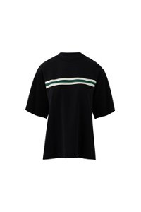 GIZIA SPORT - Ön Beden Şerit Detaylı Siyah Tişört
