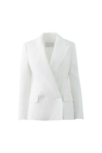 GIZIA - Wrap Closure Long Sleeve Ecru Linen Jacket