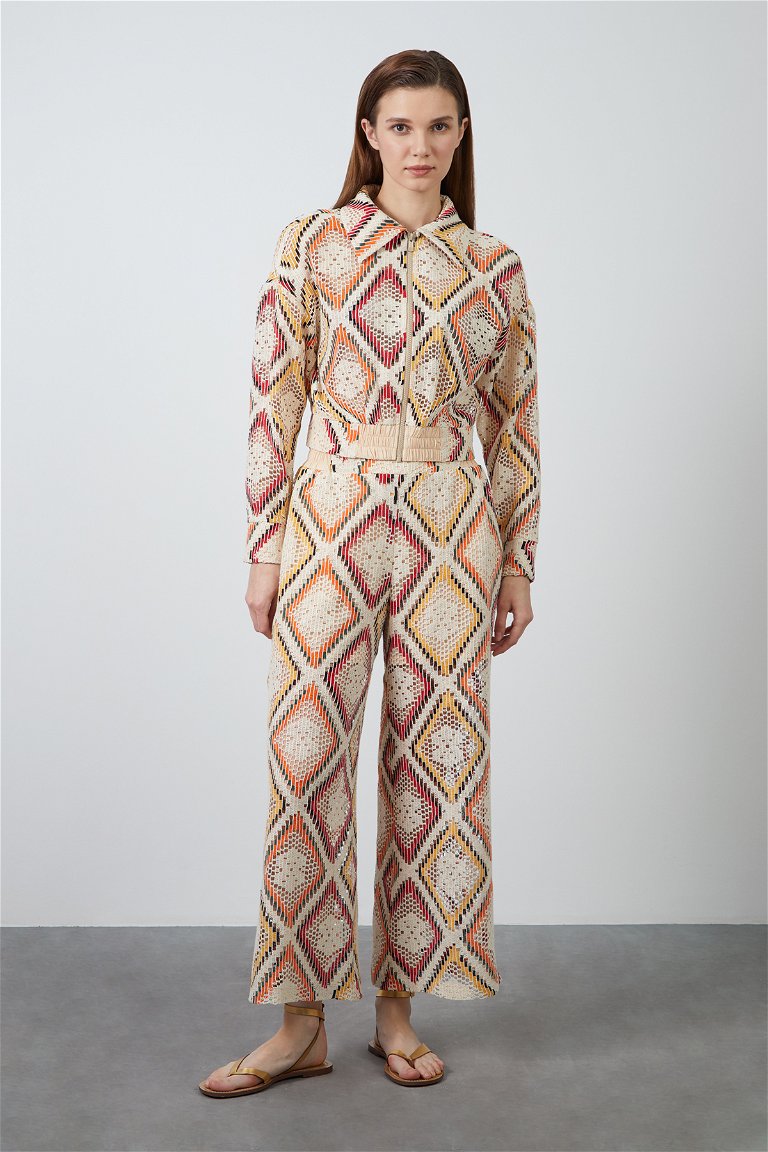 GIZIA - Transparent Pants with Ethnic Pattern