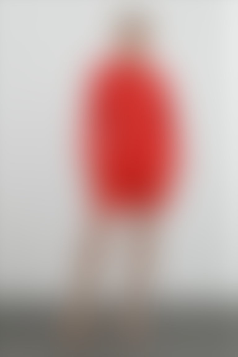 Düğme Detaylı Cepli Kısa Kutu Form Kırmızı Ceket