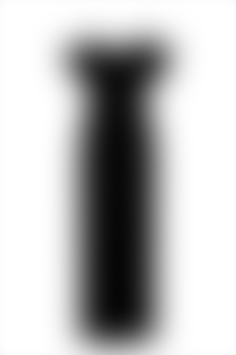 Chiffon Garnish Shoulder Detailed Slit Long Black Dress
