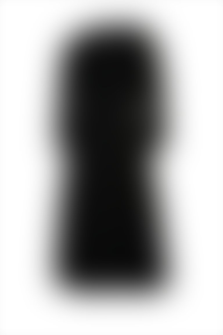 İşlemeli Düğme Detaylı Kayık Yaka Kloş Midi Siyah Elbise