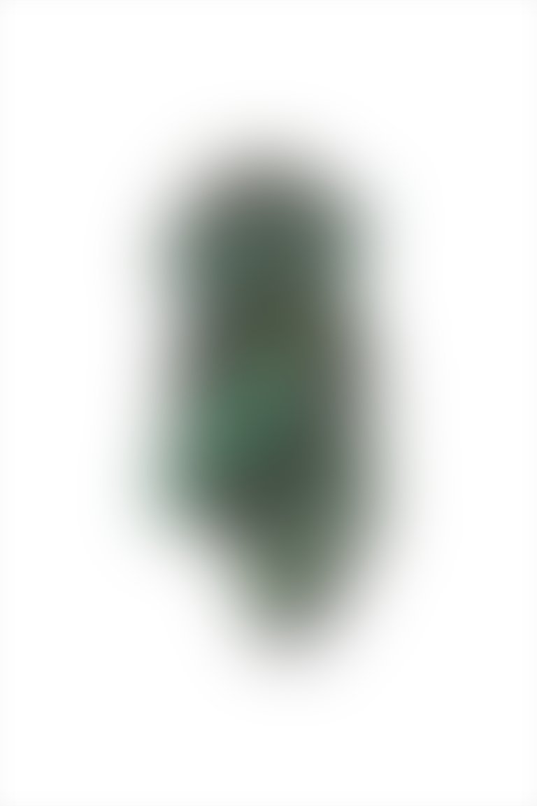 Nakış Detaylı Kısa Crop Boy Şişme Yeşil Mont