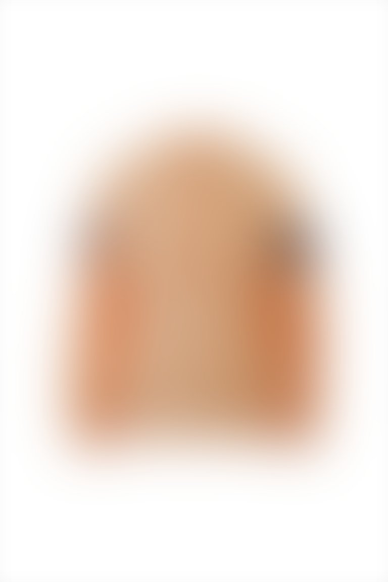 Nakış Detaylı Yakası Bağlamalı Çizgili Turuncu Vual Bluz