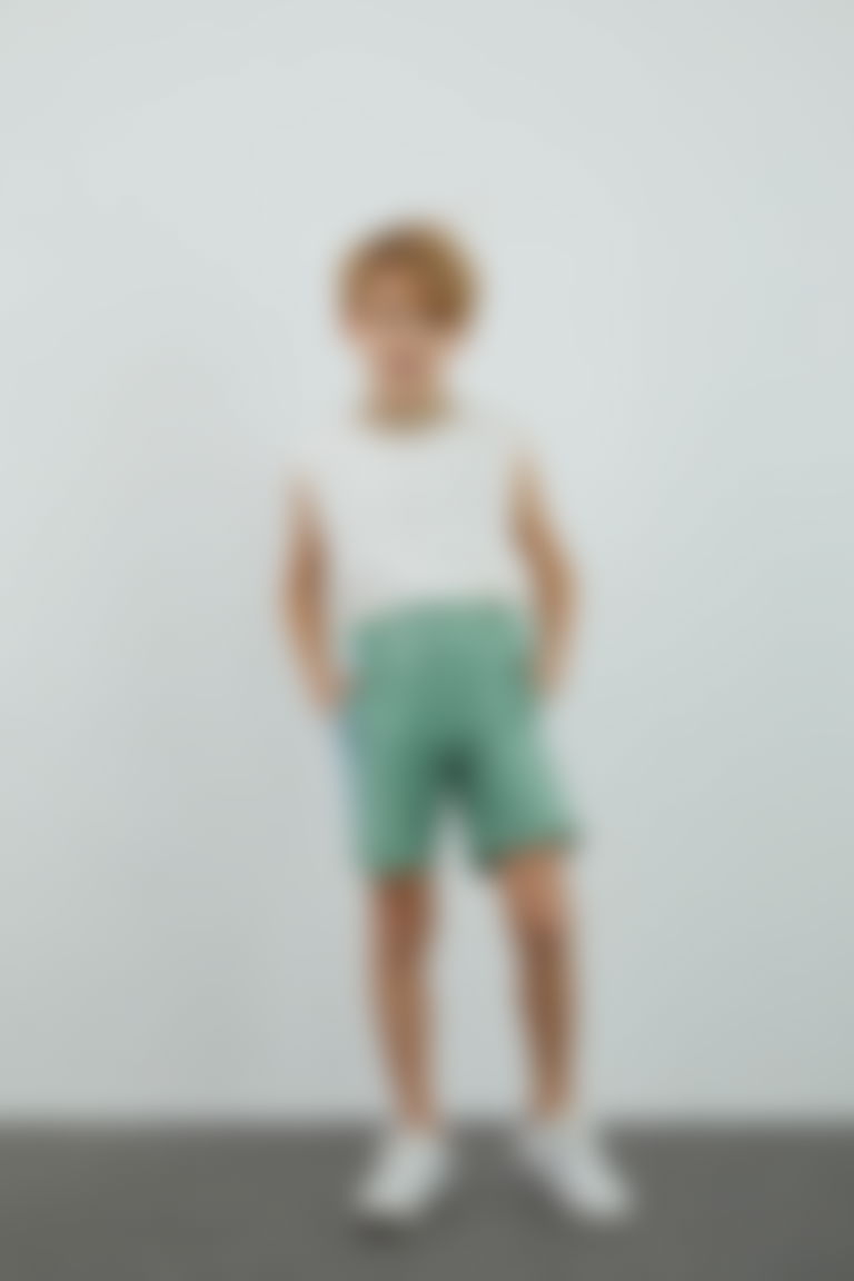 Trim and Ribbon Detailed Green Boy's Shorts