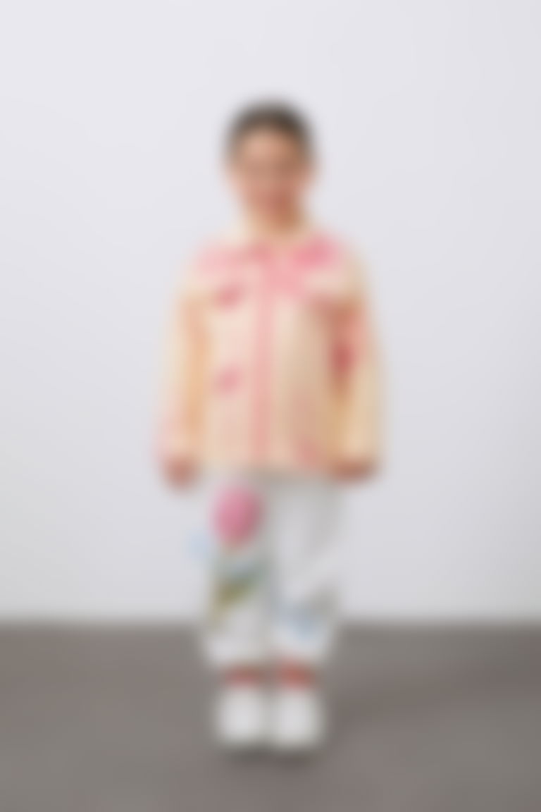  Batik Efektli Kız Çocuk Pembe Gömlek
