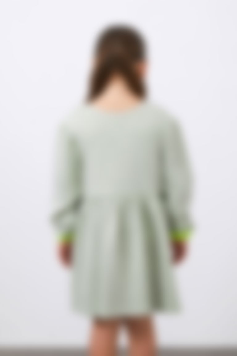 Kız Çocuk Aplike Detaylı Gri Sweatshirt Elbise