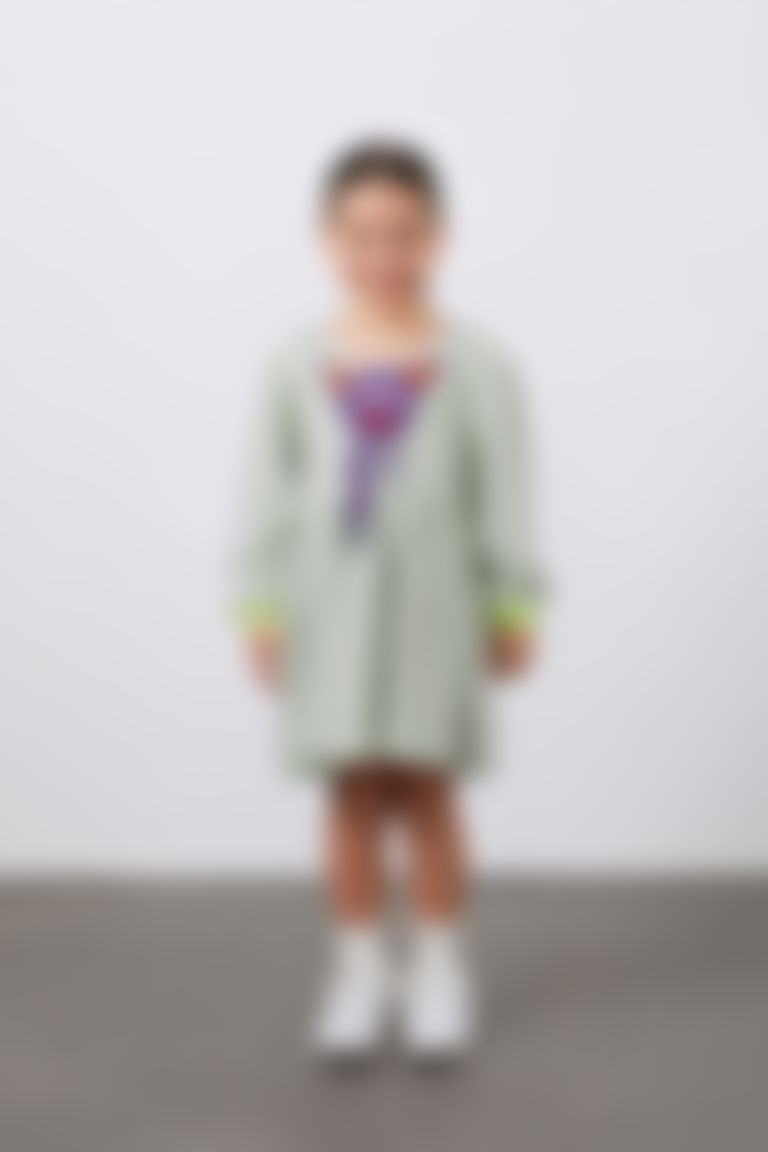 Kız Çocuk Aplike Detaylı Gri Sweatshirt Elbise