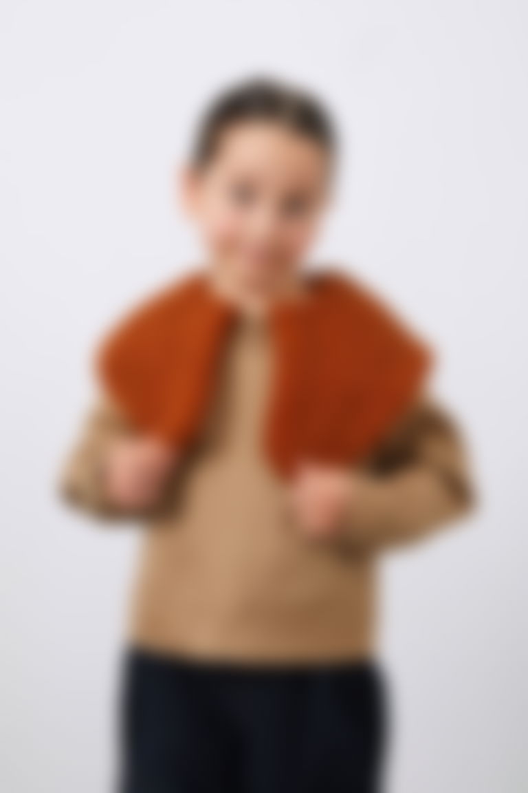 Kürk Bebe Yaka Detaylı Kahverengi Kız Çocuk Ceket