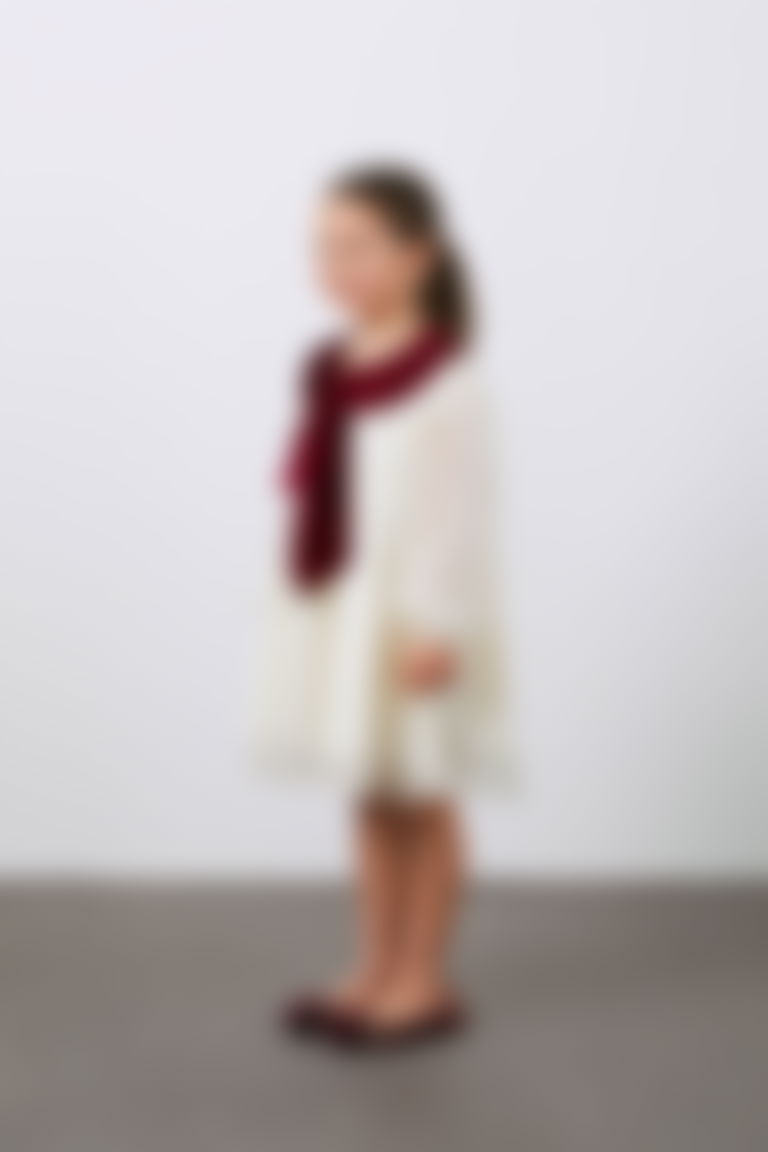 Kadife Garni Detaylı Bebe Yaka Kız Çocuk Şifon Elbise