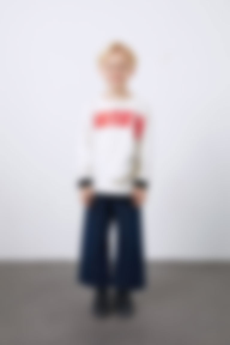 Beden Nakış Detaylı Ekru Unisex Çocuk Sweatshirt