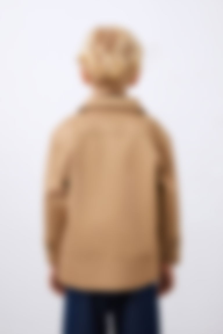Brown Buttoned Boy's Coat with Pocket Detail