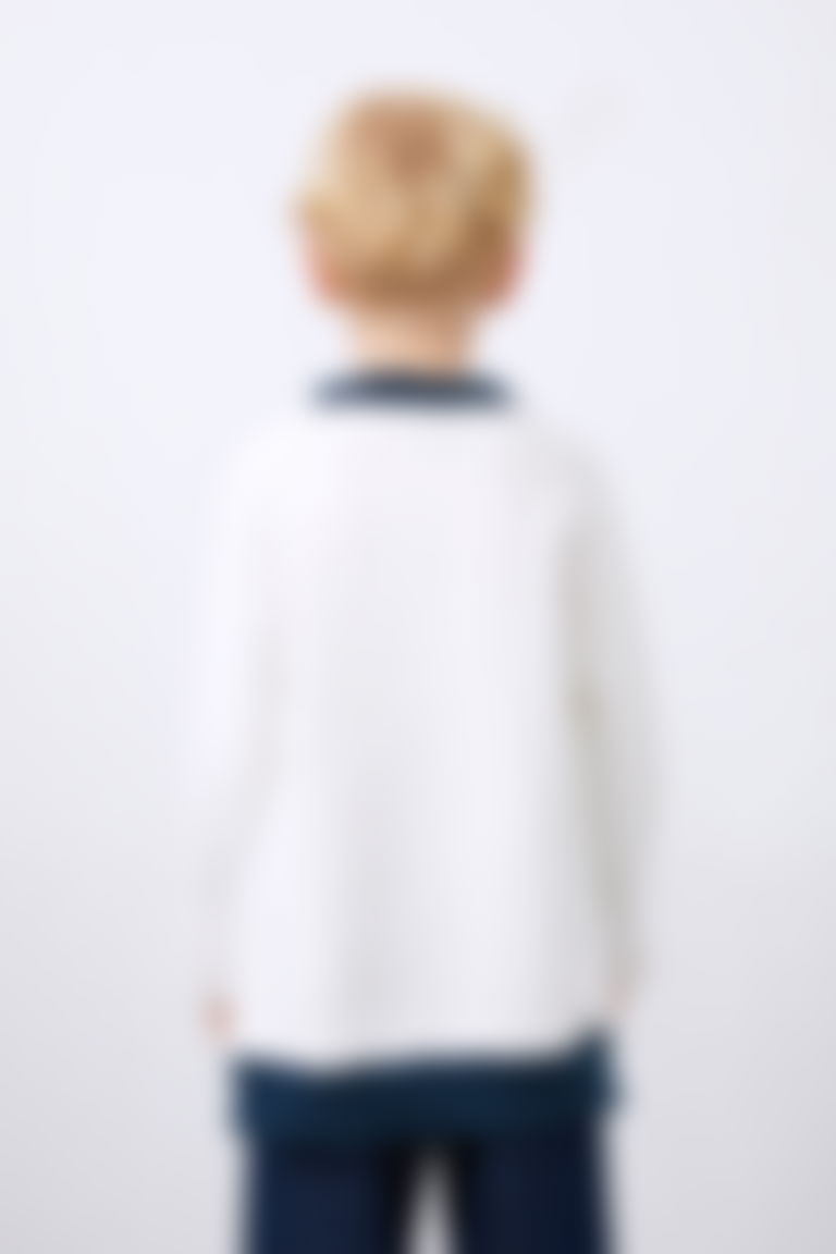 Ecru Boy's Sweatshirt with Contrast Stitching Detail