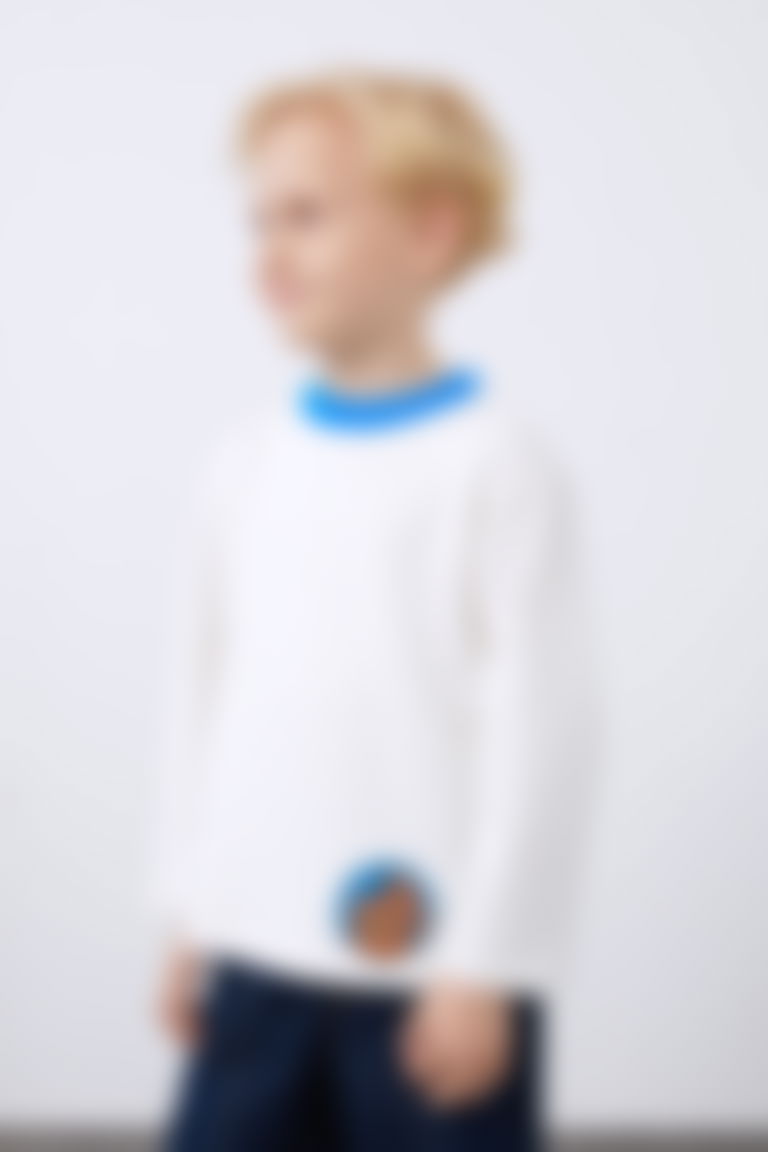 Ecru Boy's Sweatshirt with Crest Detail