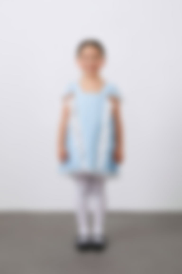 Fırfırlı Piliseli Mavi Kız Çocuk Elbise