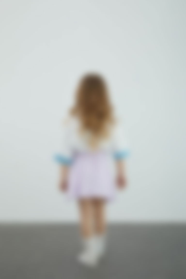Pili Detaylı Mor Mini Kız Çocuk Etek