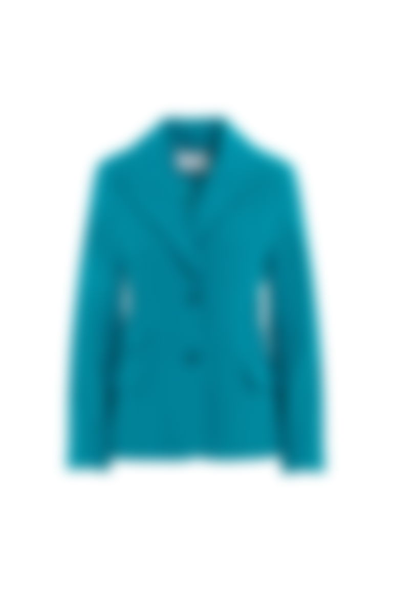 Flap Pocket Detailed Blue Linen Jacket