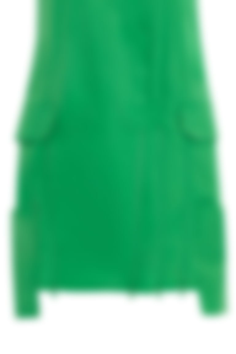 Front Zipper Detail Sleeveless Green Dress