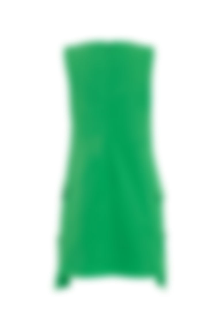 Front Zipper Detail Sleeveless Green Dress
