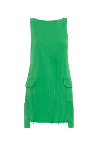 GIZIA - Front Zipper Detail Sleeveless Green Dress