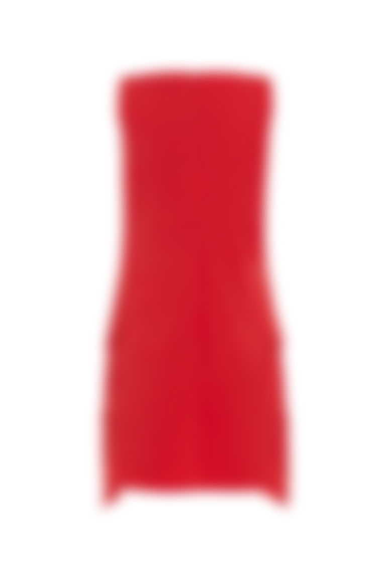 Front Zipper Detail Sleeveless Red Dress
