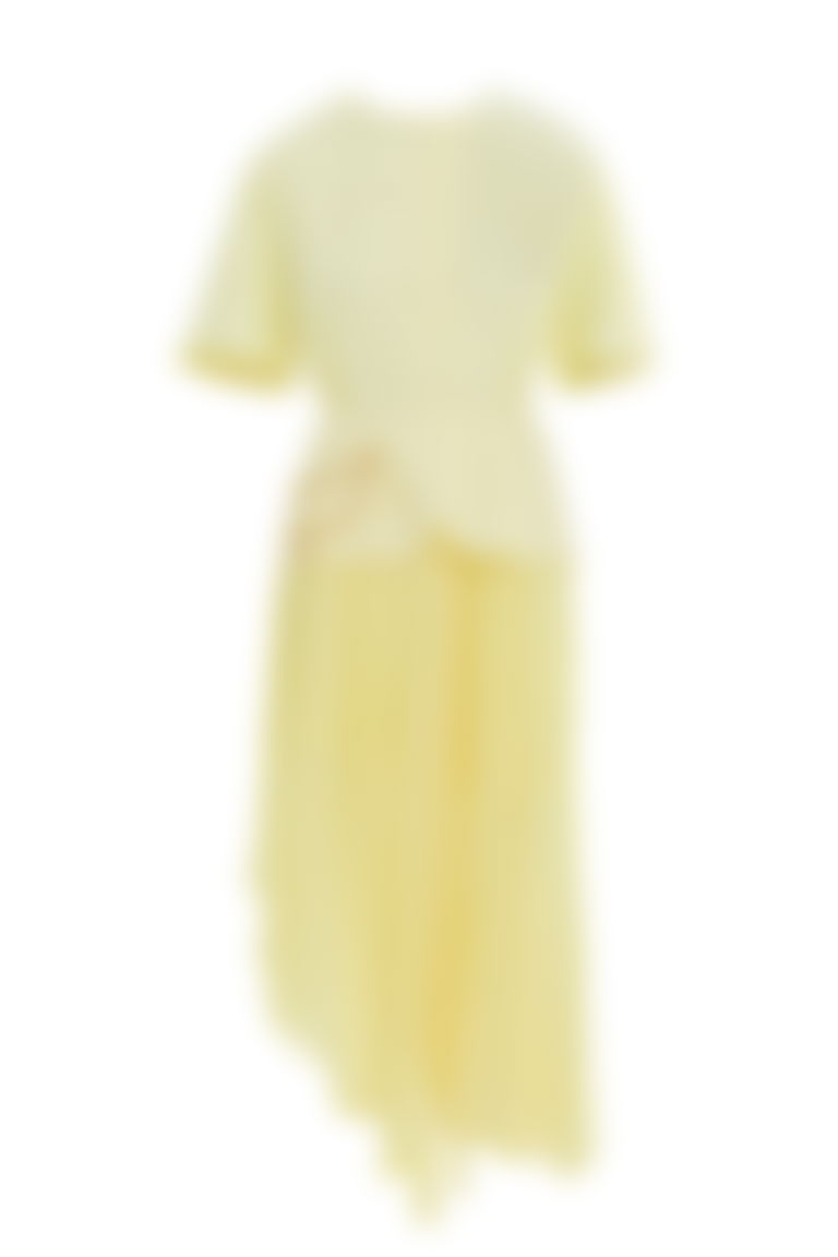 Chain Detail Pleated Hem Yellow Dress