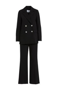 GIZIA CLASSIC - Kruvaze Kapamalı Ceket Ve Palazzo Pantolonlu Siyah Takım