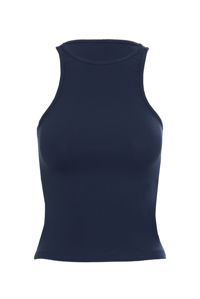 GIZIA CLASSIC - Halter Yakalı Basıc Kolsuz Lacivert Bluz