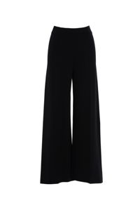 GIZIA - Black Knit Pants with Elastic Waist and Slit Sides