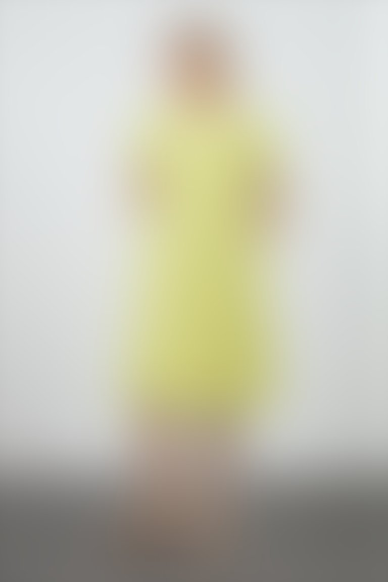 Arka Yaka Toka Detaylı Sarı Tüvit Elbise
